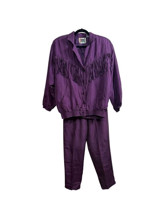 EVR by Russo Apparel Group Pants - Vintage 100% Silk EVR Tracksuit Purple Size S